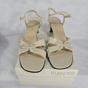 Easy Spirit Shoes Womens 8M Beige Leather Sandal Ankle Strap Open Toe Sharis